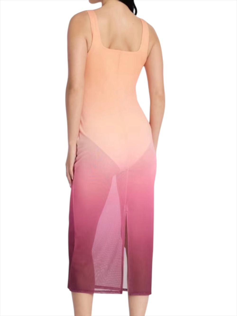 Madden NYC Ombré Mesh Maxi Dress Pink Orange Size S - Picture 3 of 11